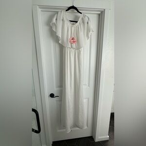 NWT Show me your MUMU Hacienda maxi dress size L Ivory sheen